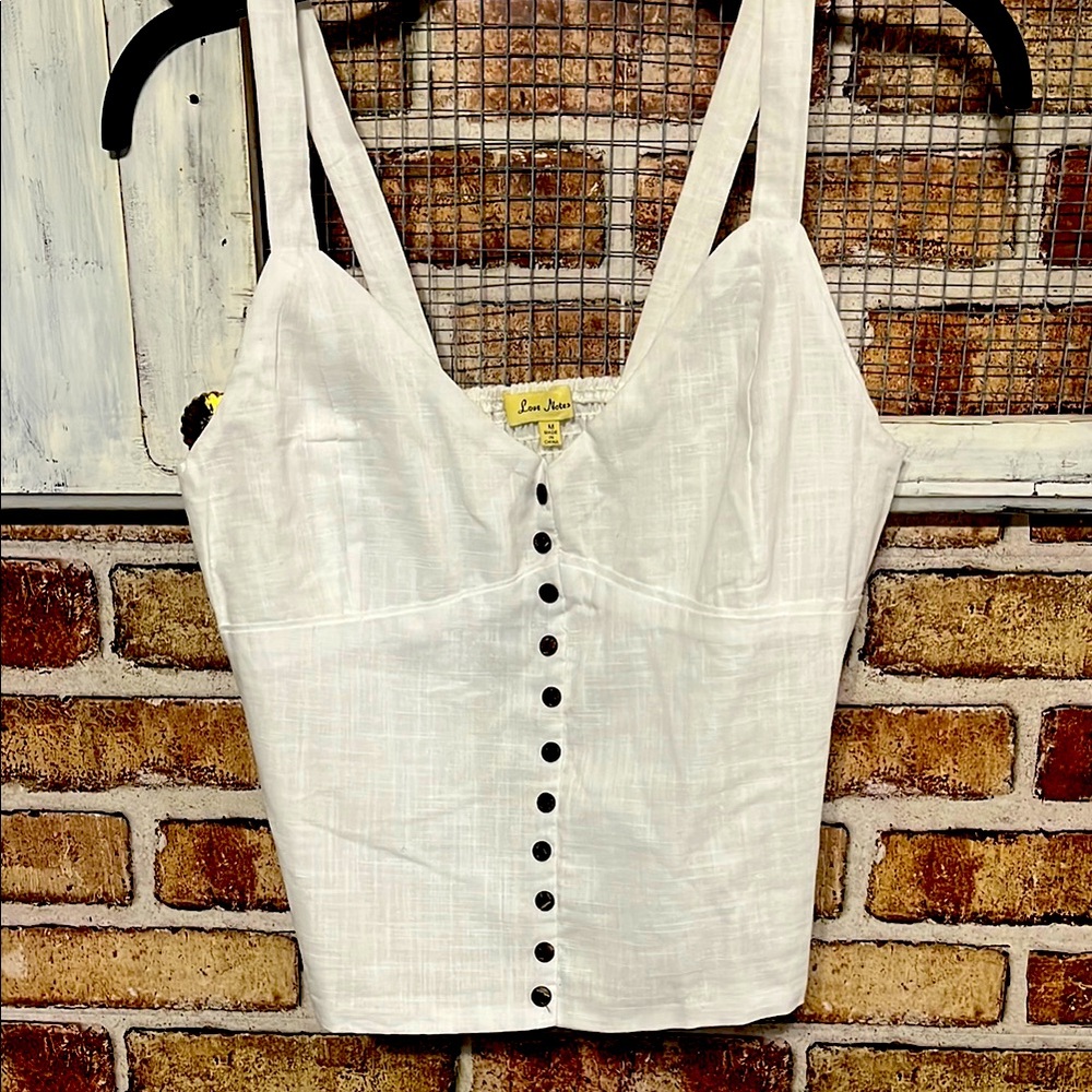 Love Notes White Button-Down tank top